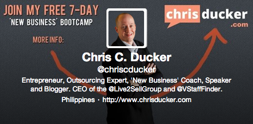 Chris Ducker on Twitter - in the Philippines!